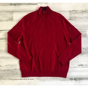 Express Merino Wool Quarter Zip Mock Neck Sweater Red Men's XL